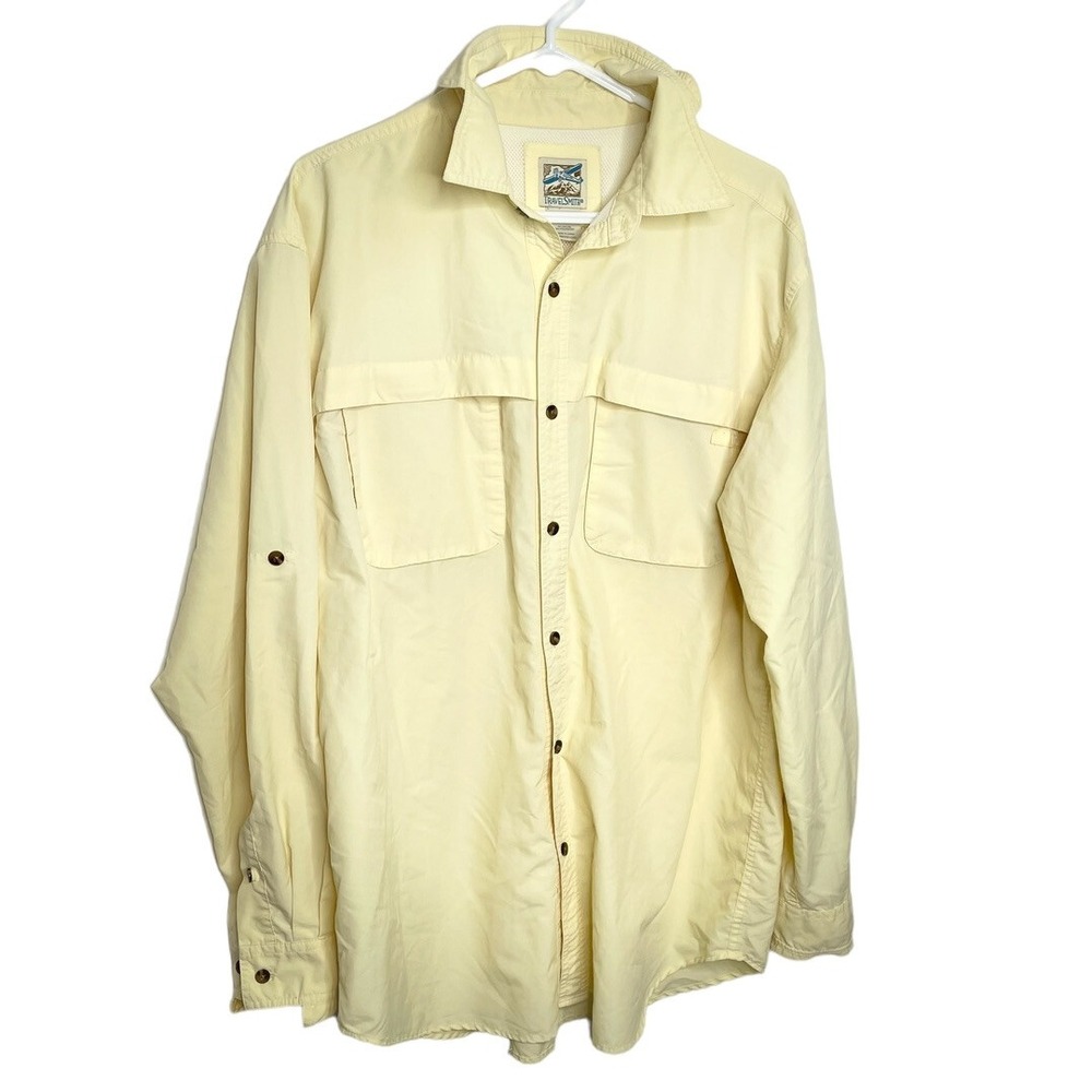 Travelsmith Long Sleeve Fishing Shirt Men Large Button Up Yellow Outdoors Vented